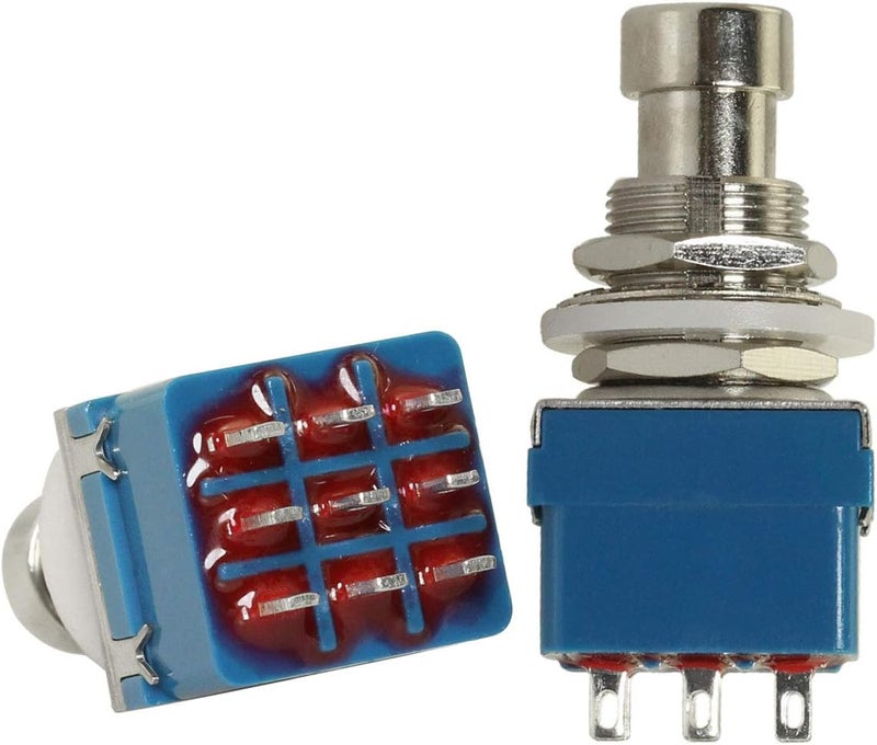 MEETOOT 2 قطع 9 دبوس 3PDT زر مؤثر صندوق فرشاة تجاوز حقيقي صندوق تأثيرات الجيتار دواسة قدم معدنية - Image 1